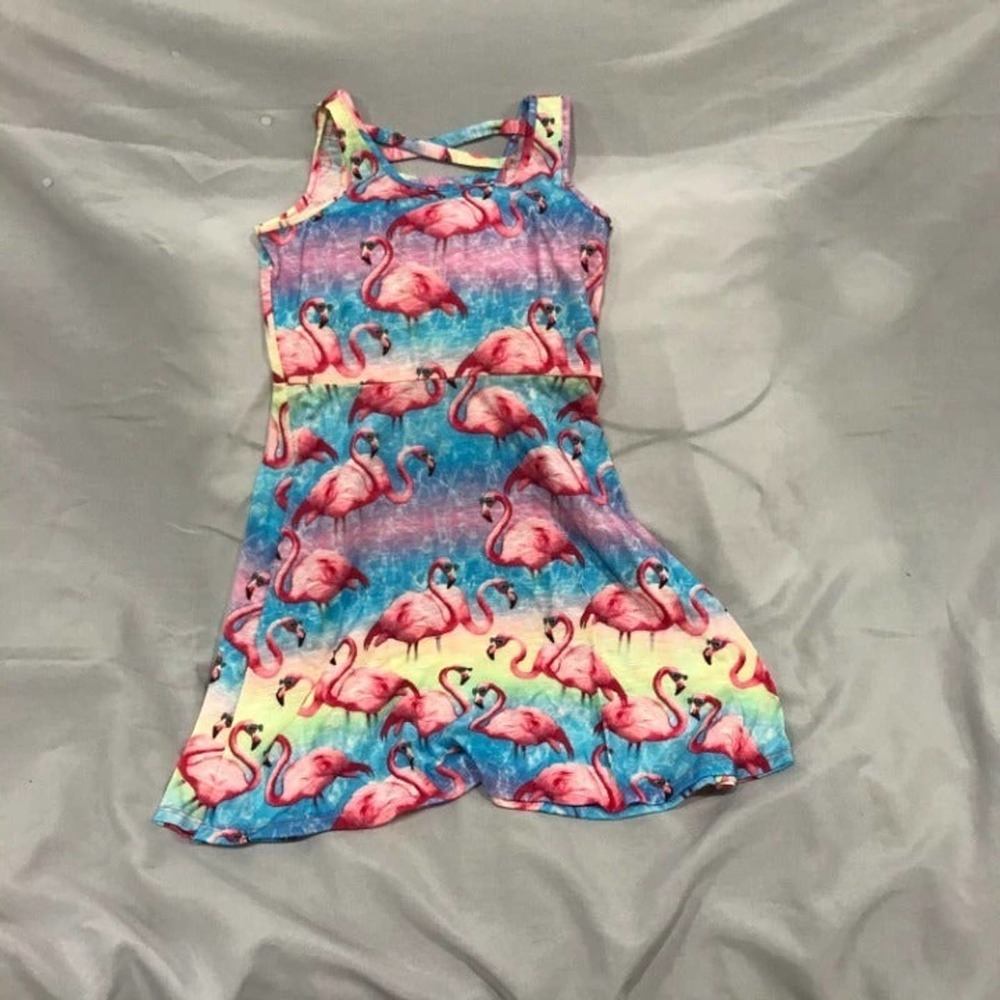 Flamingo Print Girl's Sun Dress